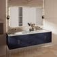 Lexora Home Geneva 72" Double Bathroom Vanity in Navy Blue with 2 cm White Carrara Marble Top and Rectangular Sinks, , large