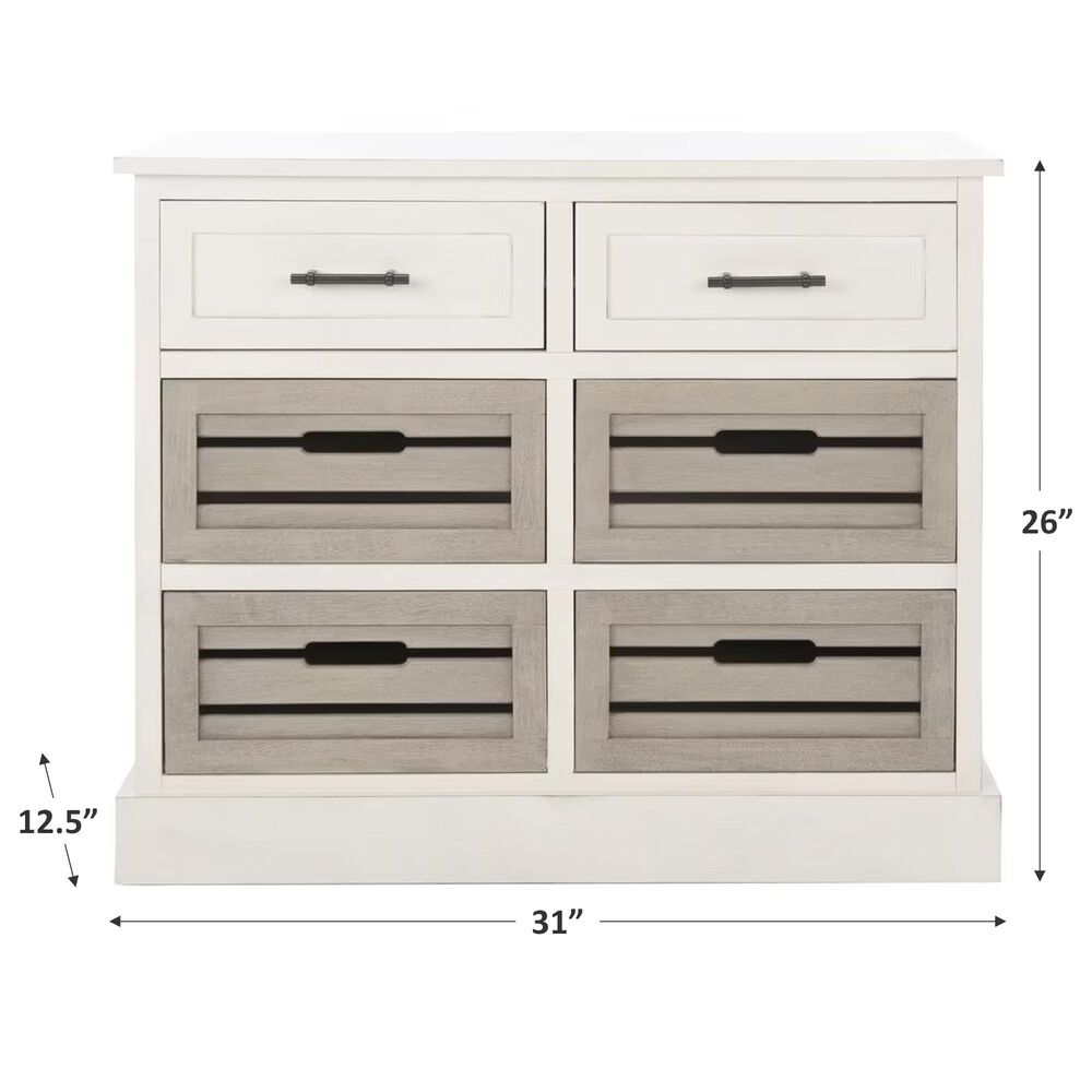 Safavieh Lydia 6-Drawer Chest in Distressed White/Greige, , large