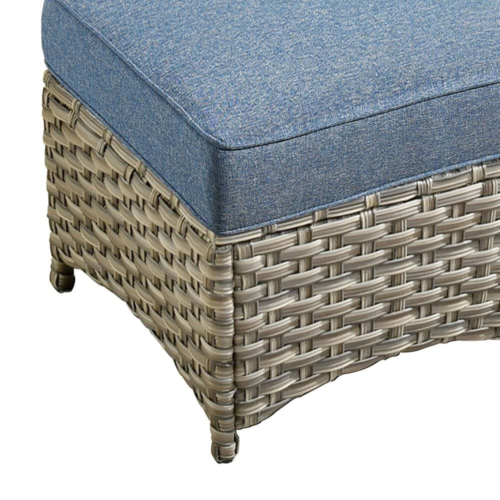 HOMLUX 2-Piece Outdoor Wicker Ottoman Set with Cushion in Denim Blue, , large