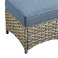 HOMLUX 2-Piece Outdoor Wicker Ottoman Set with Cushion in Denim Blue, , large