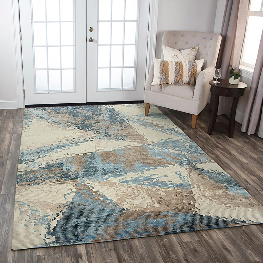 RIZZY Finesse 8&#39; x 10&#39; Beige and Blue Area Rug, , large