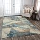 RIZZY Finesse 8" x 10" Beige and Blue Area Rug, , large