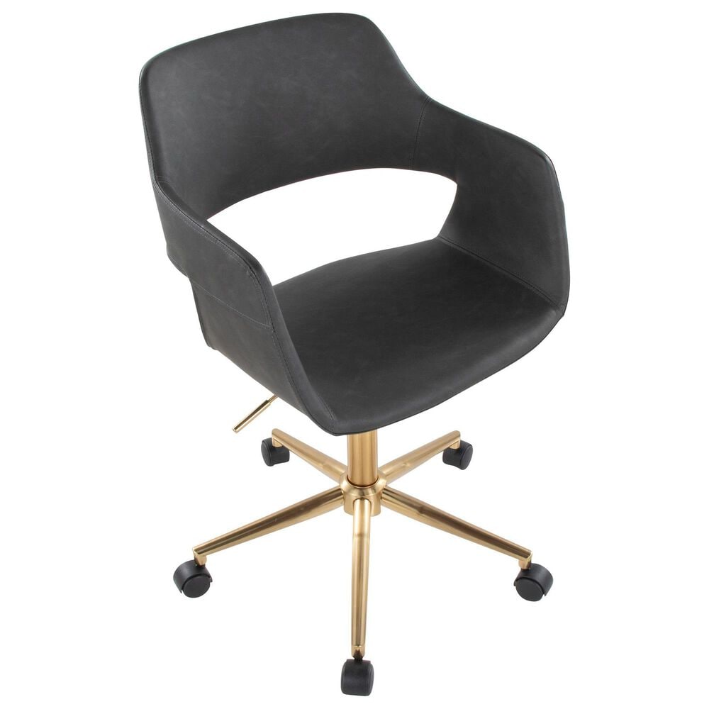 Lumisource Margarite Task Chair with Grey Faux Leather Cushion in Gold, , large