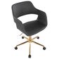 Lumisource Margarite Task Chair with Grey Faux Leather Cushion in Gold, , large