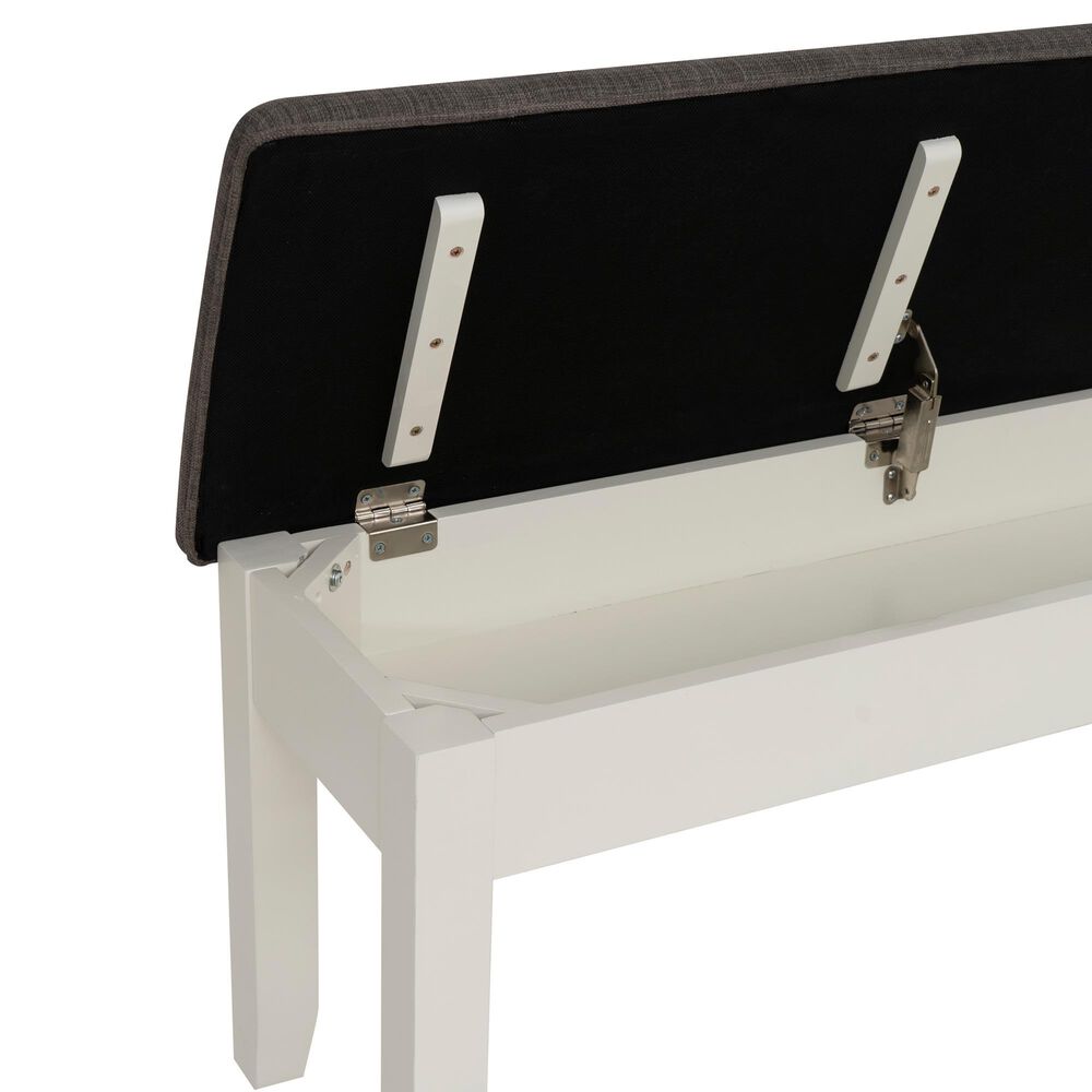 Linon Home Decor Jane Storage Bench with Taupe Cushion in Vanilla White, , large