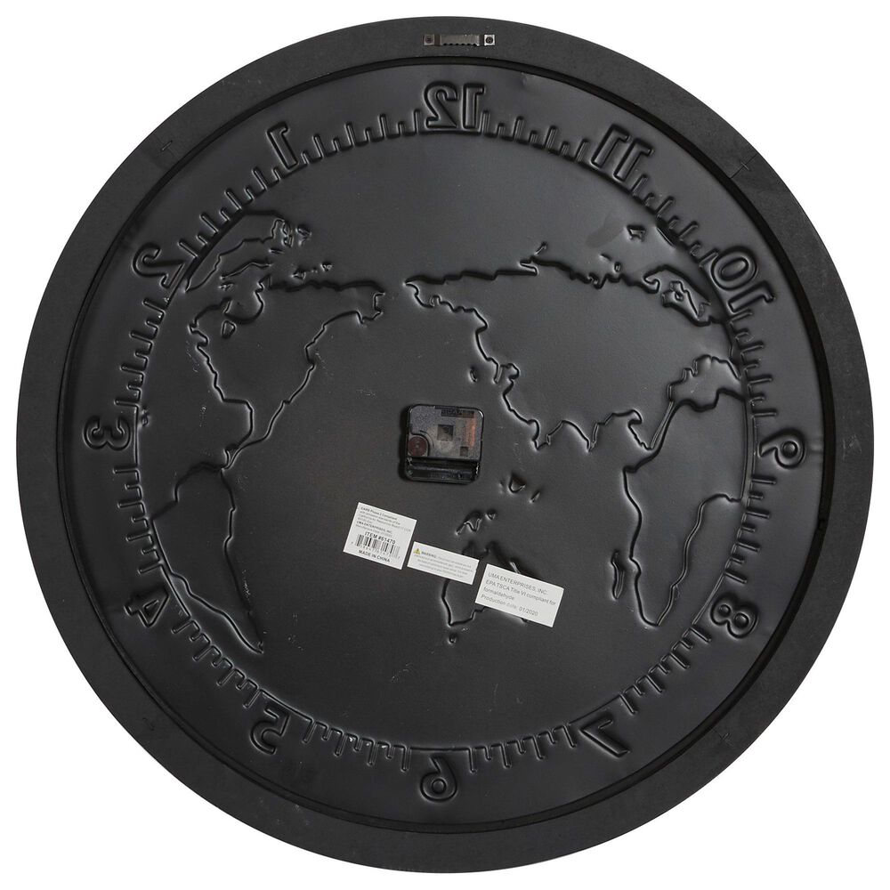 Maple and Jade 25&quot; Metal and Wood Wall Clock in Grey, , large