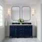 James Martin Brittany 60" Double Bathroom Vanity in Victory Blue with 3 cm Tajnar Eclos Top and Rectangular Sinks, , large
