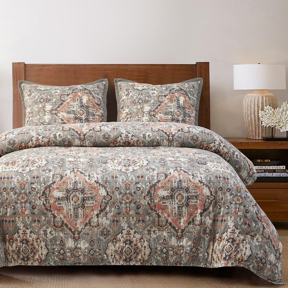 HiEnd Accents Carmen Kilim 3-Piece Super Queen Comforter Set in Taupe, , large