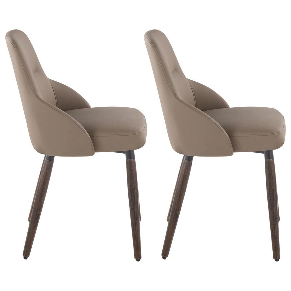 LumiSource York Side Chair with Brown Faux Leather Cushion in Dark Walnut (Set of 2), , large