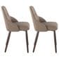 LumiSource York Side Chair with Brown Faux Leather Cushion in Dark Walnut (Set of 2), , large