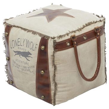 Maple and Jade Star Stuffed Pouf in White, Brown and Black, , large