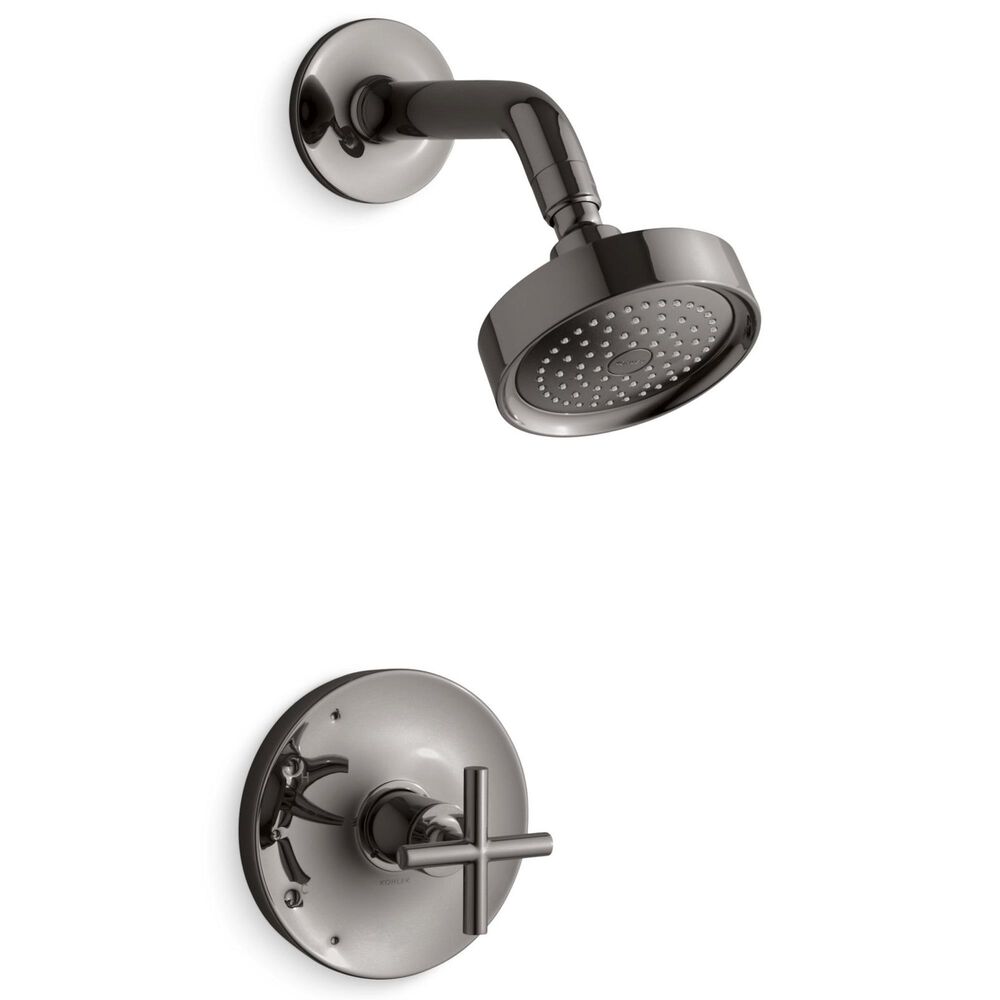 Kohler Purist Rite-Temp Shower Trim Kit with Cross Handle in Vibrant Titanium, , large