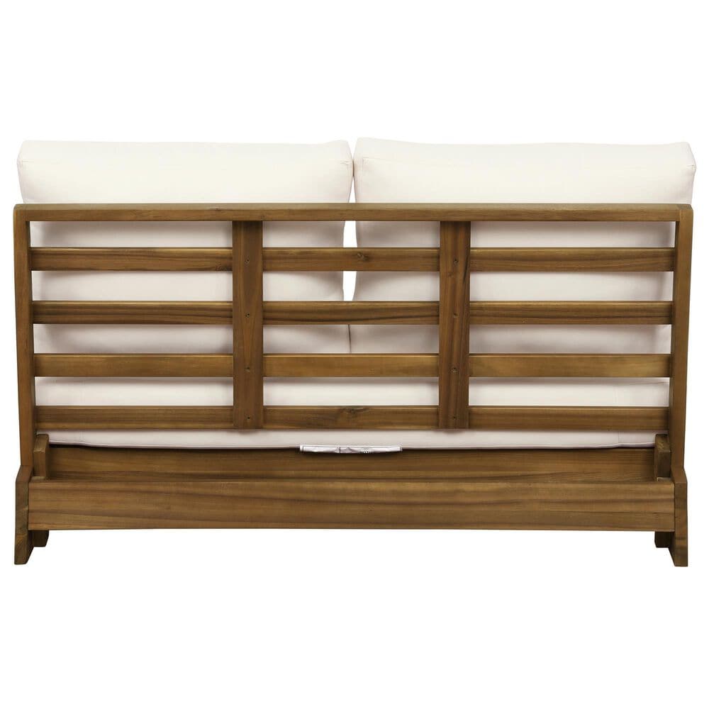 Linon Home Decor Silbury Outdoor Bench with Black Cushion in Warm Teak, , large