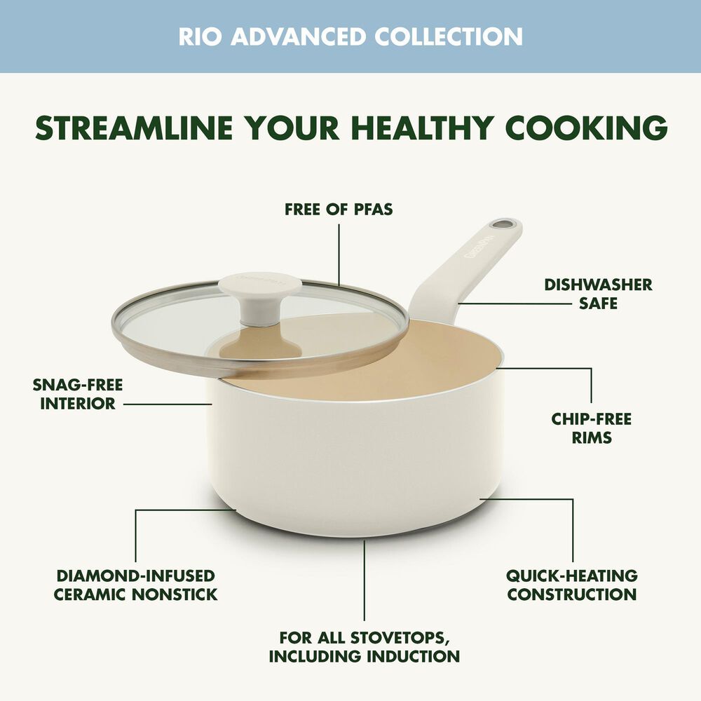 Green Pan Rio Advanced 2-Quart Saucepan with Lid in Cream, , large
