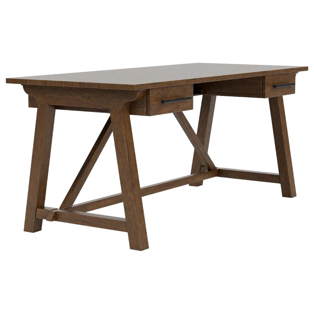 Wycliff Bay Calhoun 2-Piece Writing Desk and Bookcase Set in Whiskey Oak, , large