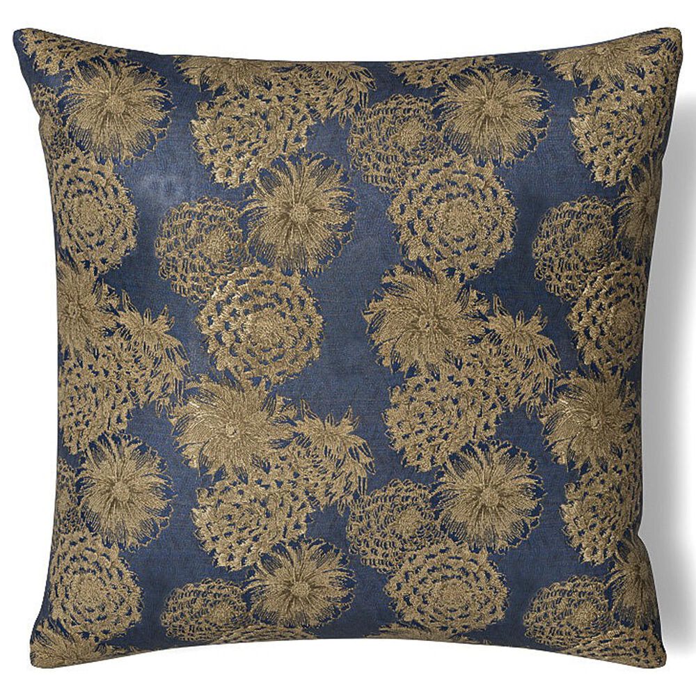 Ann Gish Chrysanthemum 26" Euro Sham in Blue and Gold, , large