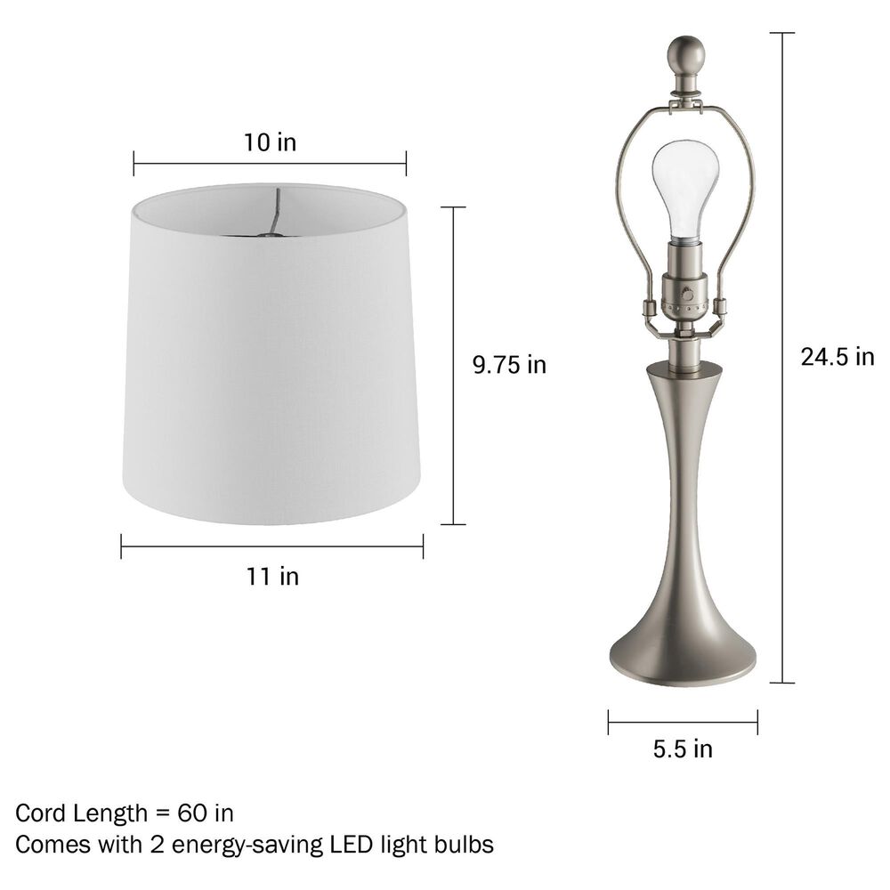 Timberlake Century Modern Table Lamp with Flared Trumpet Base in Brushed Silver (Set of 2), , large
