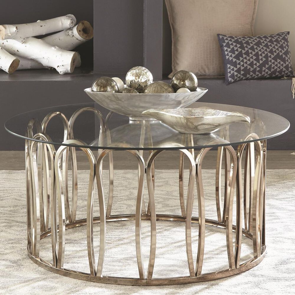Scott Living Round Cocktail Table in Chocolate Chrome, , large