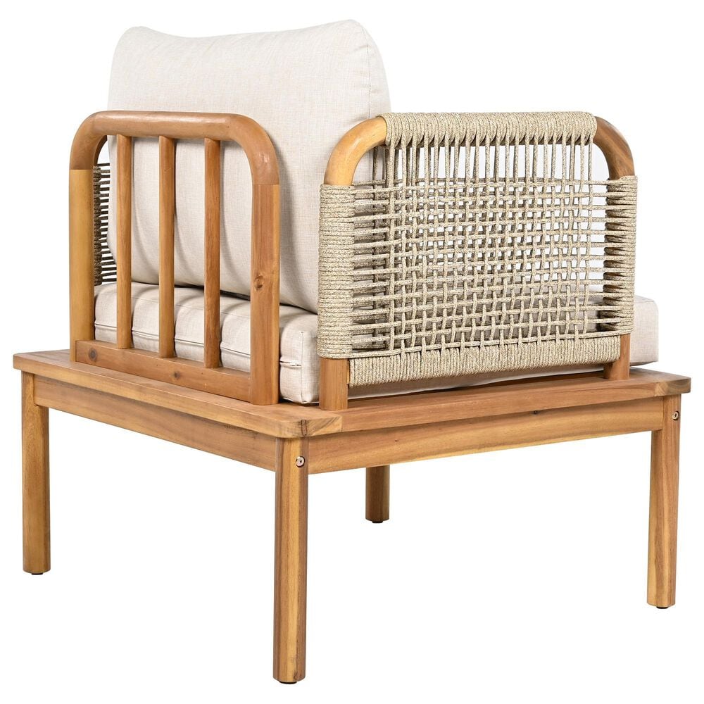 Hearth and Haven 5-Piece Outdoor Conversation Set with Weather Rope and Beige in Teak, , large