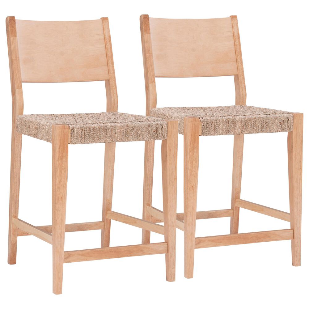 Linon Home Decor Cadence Counter Stool in Natural (Set of 2), , large