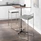 LumiSource Fuji 30" Stacker Bar Stool with Light Grey Cowboy Upholstery in Stainless Steel (Set of 2), , large