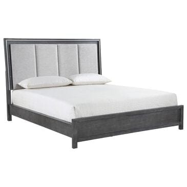 New Heritage Design Odessa King Upholstered Bed in Charcoal and Silver, , large