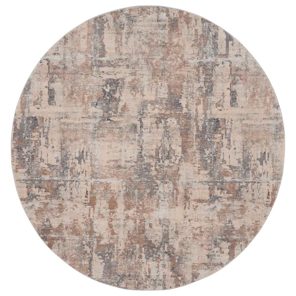 Nourison Rustic Textures Beige and Grey 7"10" Round Area Rug, , large