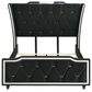 Pacific Landing Lorient Queen Upholstered Wingback Bed in Black with LED Lights, , large