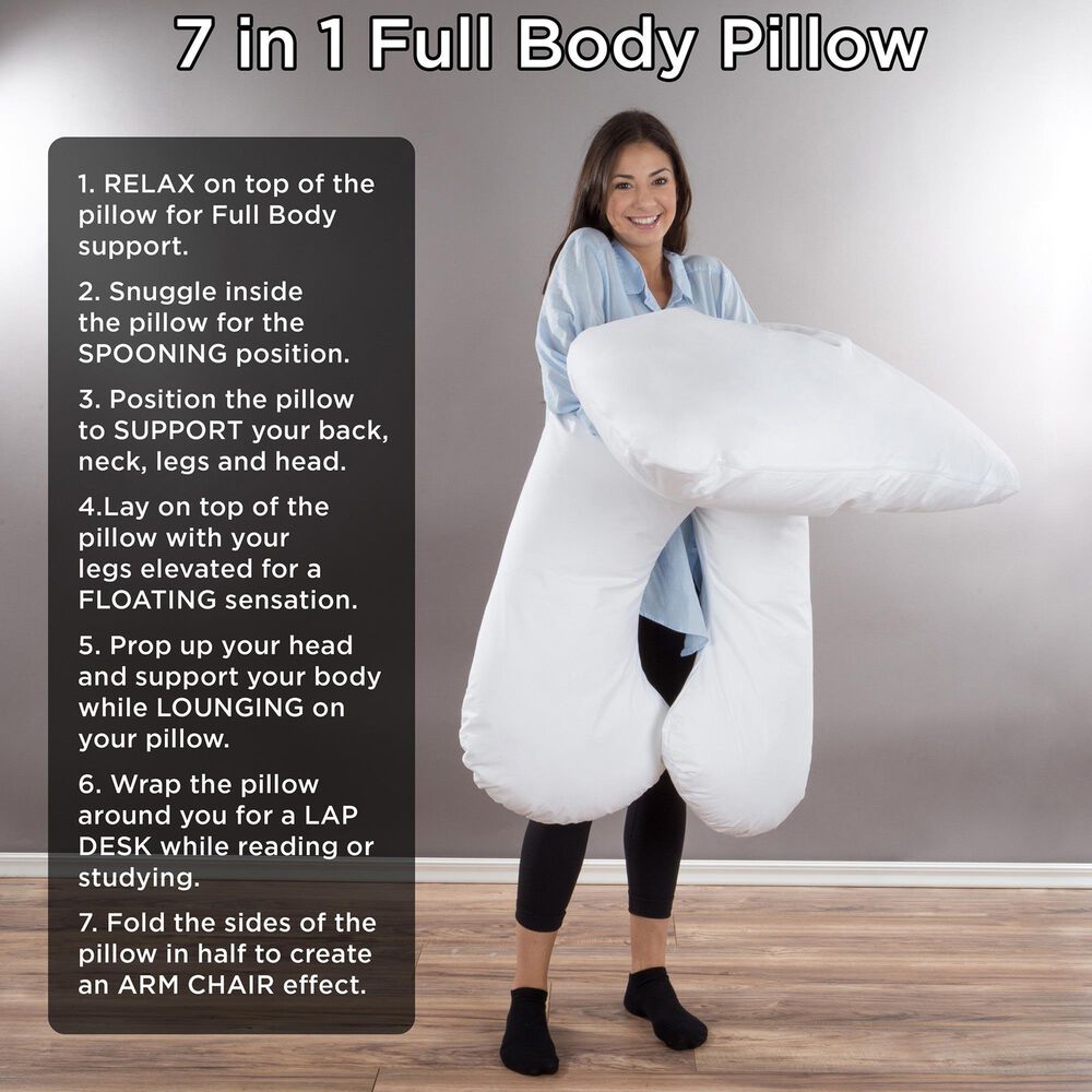 Timberlake 7-in-1 Full Body Pillow with Removable Cover in White, , large
