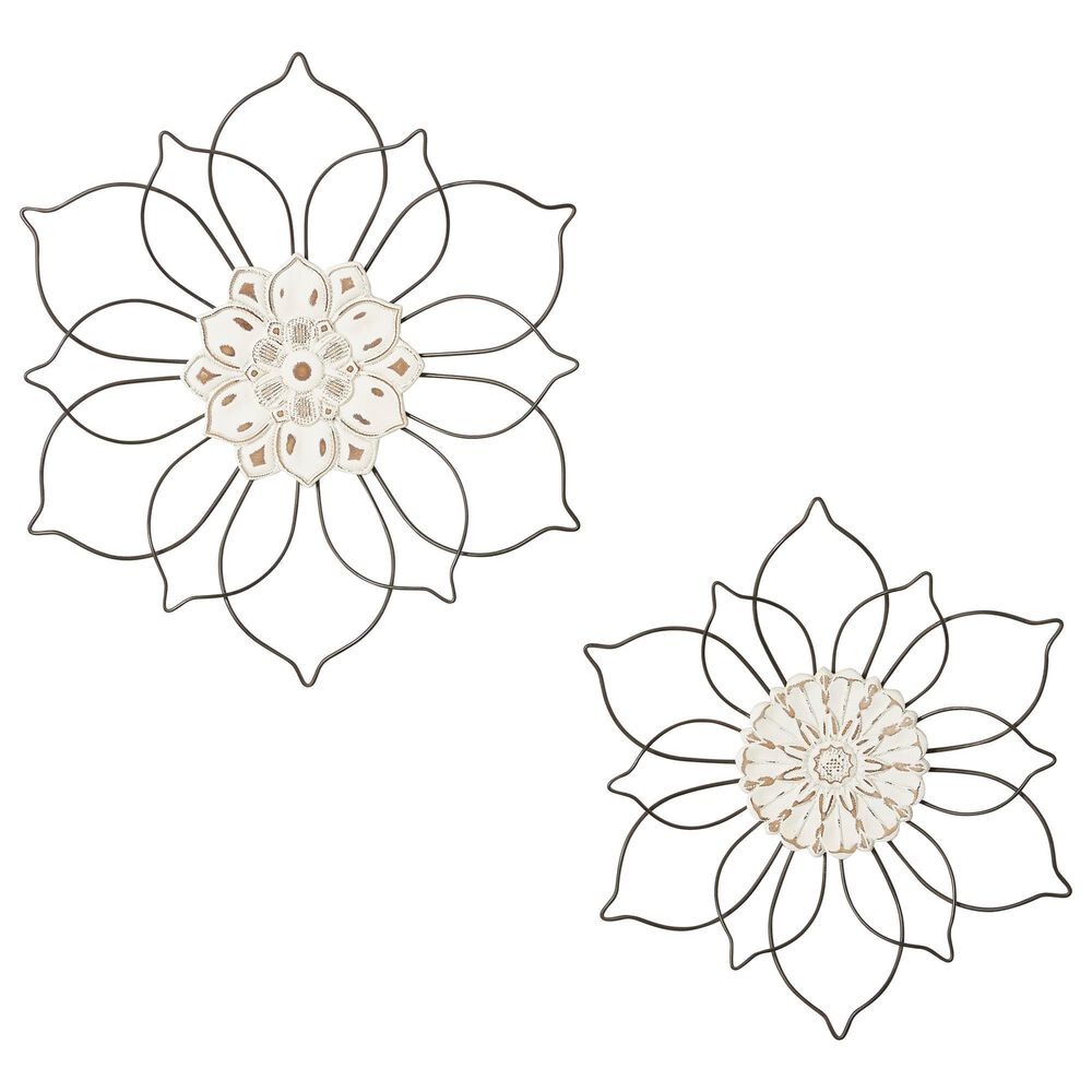 Maple and Jade 20.5" x 18" Floral Wall Decor in Black and Beige (Set of 2), , large
