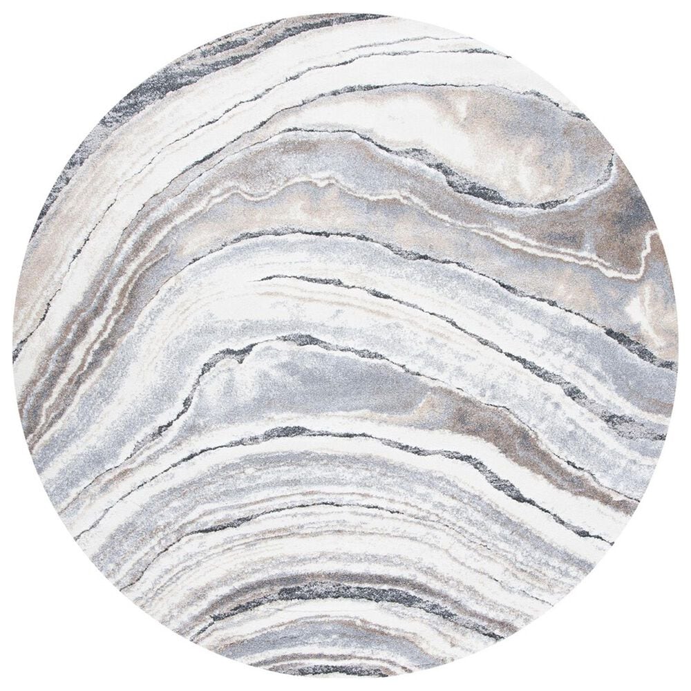 Safavieh Cyrus Shag CYR124A 6"7" Round Ivory and Grey Area Rug, , large