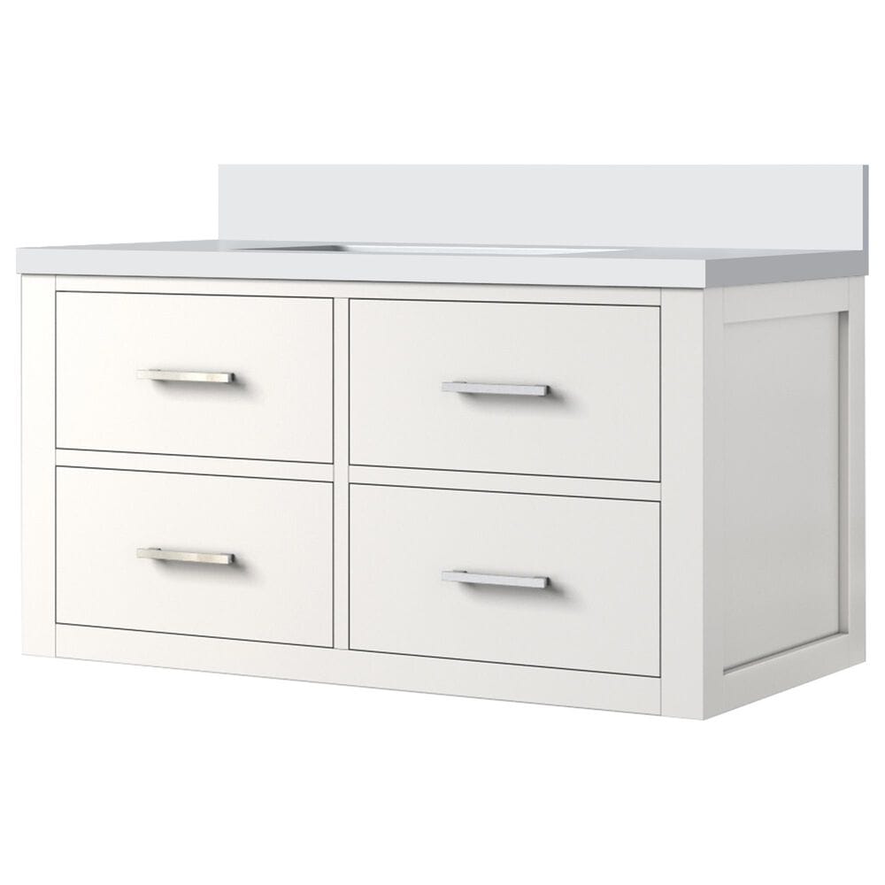 Lexora Home Castor 36" Single Bathroom Vanity in White with 2 cm White Quartz Top and Rectangular Sink, , large