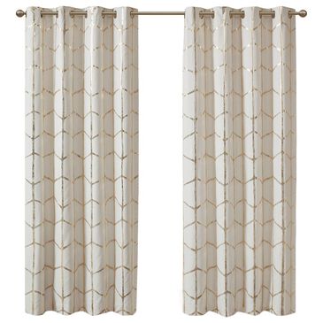 Hampton Park Raina 50" x 84" Top Curtain Panel in Ivory and Gold, , large