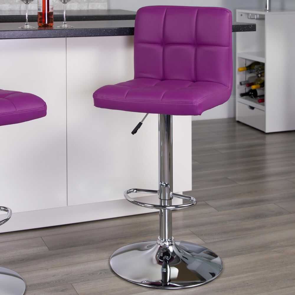 Flash Furniture Adjustable Barstool in Purple, , large