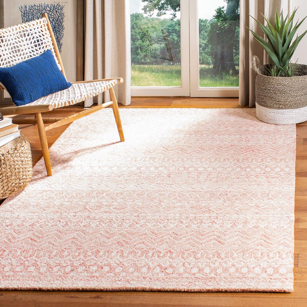 Safavieh Micro-Loop Southwestern 4&#39; x 6&#39; Pink and Ivory Area Rug, , large