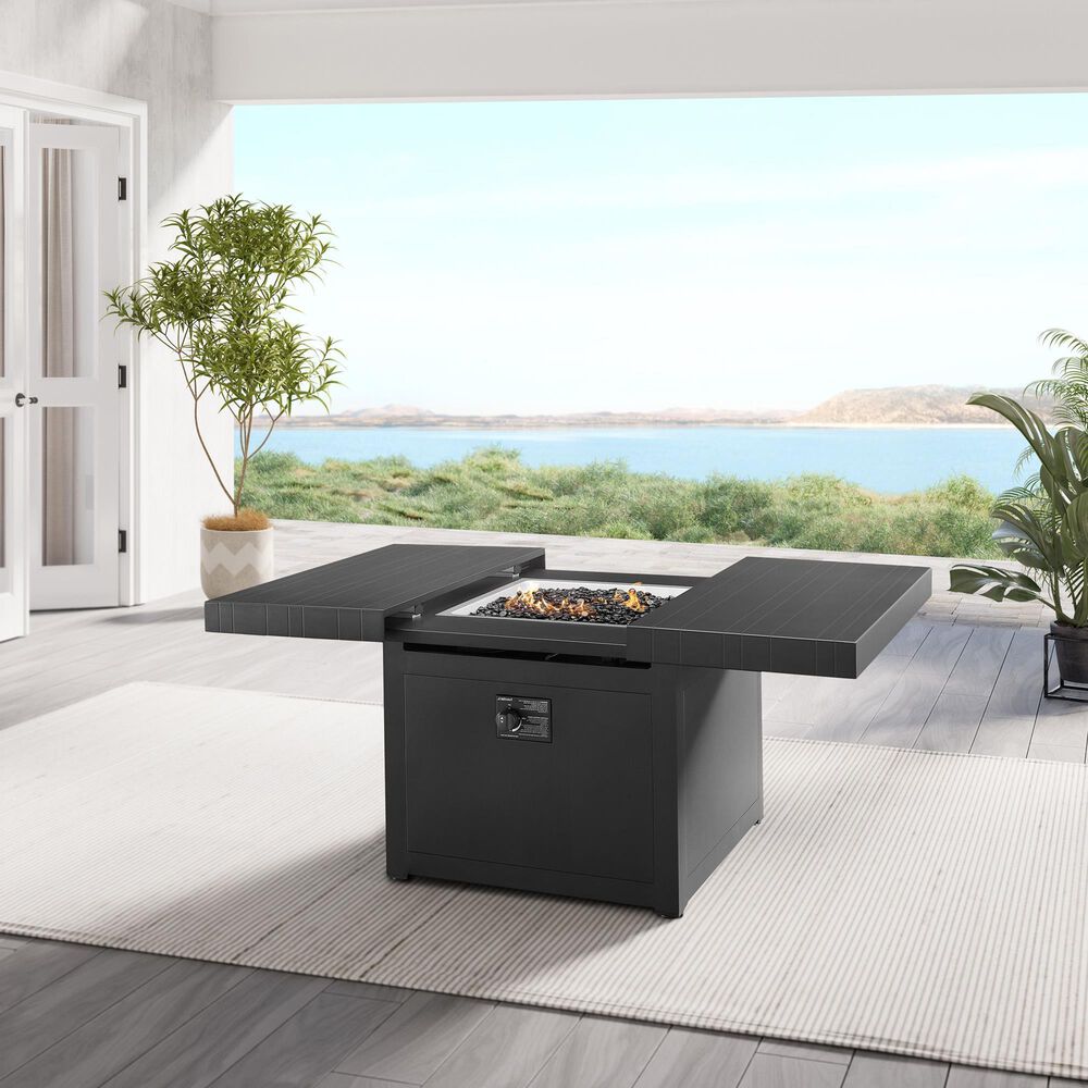 Plank And Hide Co 34&quot; Square Firepit Top &amp; Base in Black, , large