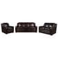 Bordeaux & Co 3-Piece Stationary Leather Living Room Set in Berlin Dark Brown, , large