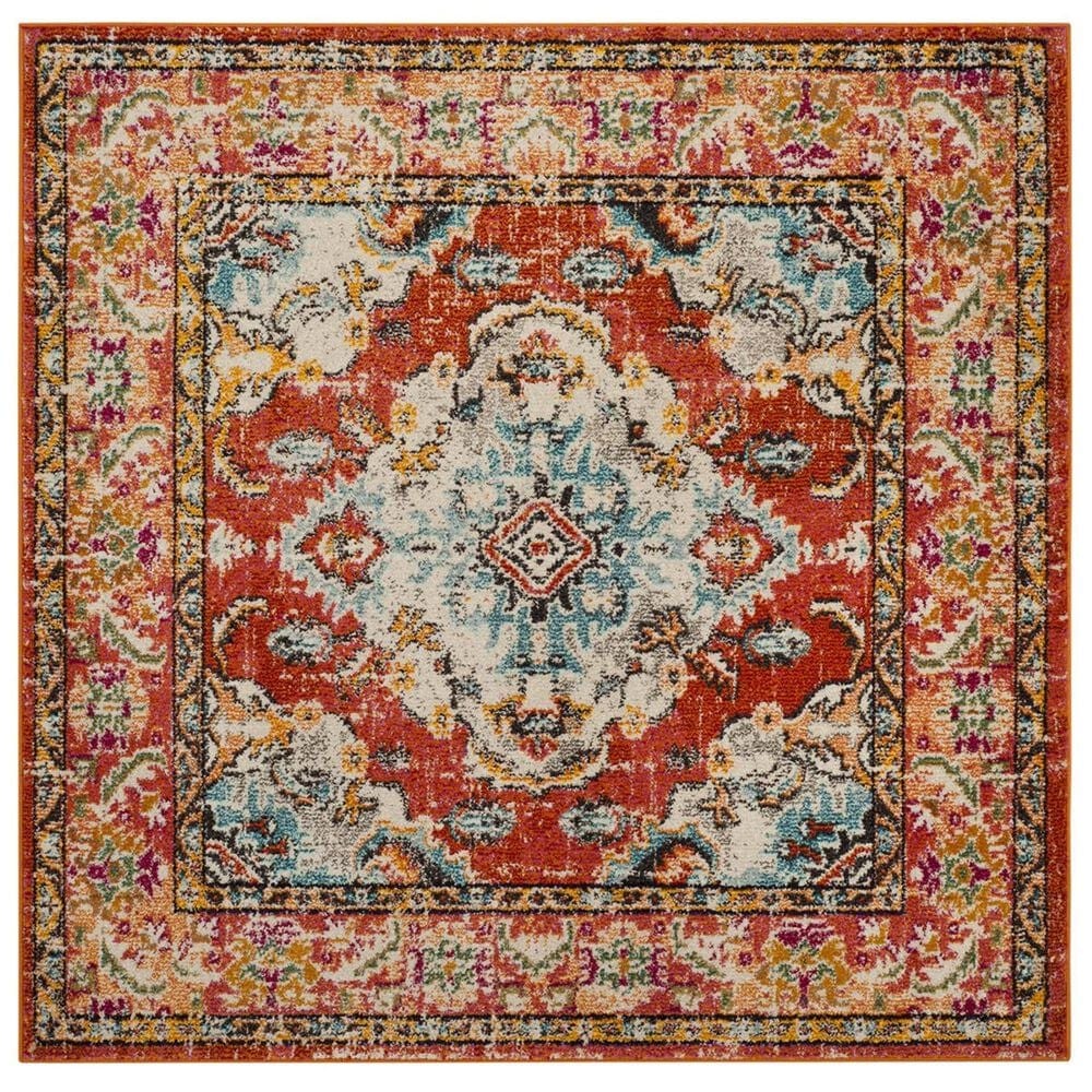 Safavieh Monaco MNC243H-5SQ 5" x 5" Orange/Light Blue Square Rug, , large