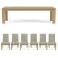 Shannon Hills Davie Dining Table with Leaf and 6 Upholstered Dining Side Chairs in Pale Oak, , large