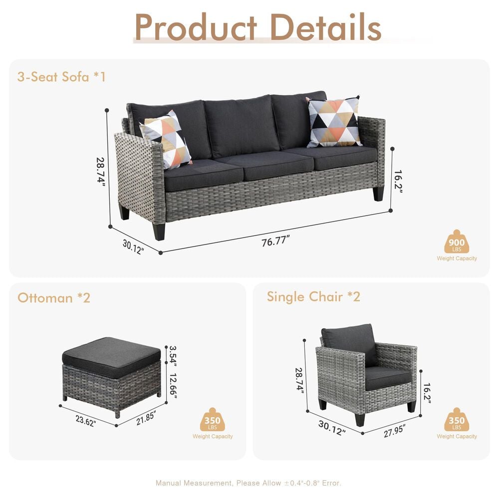 HOMLUX 5-Piece Outdoor Patio Furniture Set in Black, , large