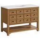 James Martin Malibu 48" Single Bathroom Vanity in Amber Birch with 3 cm White Zeus Quartz Top and Rectangular Sink, , large