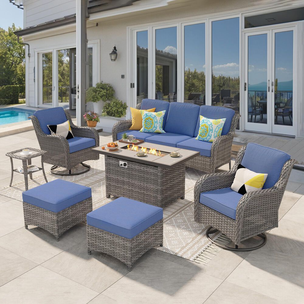 HOMLUX 7-Piece Patio Set in Denim Blue, , large