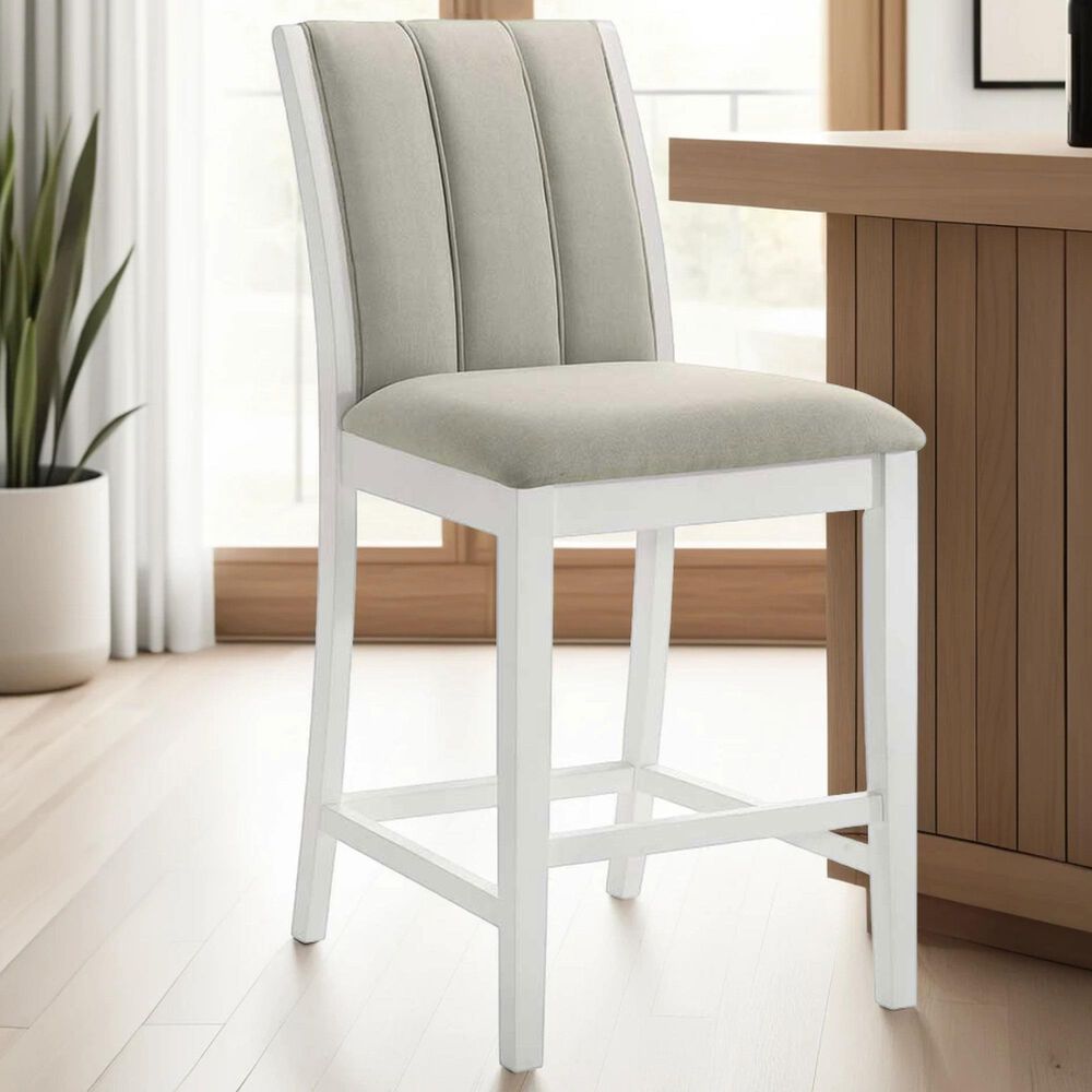Armen Living Nolan 30" Bar Stool in Matte White, , large