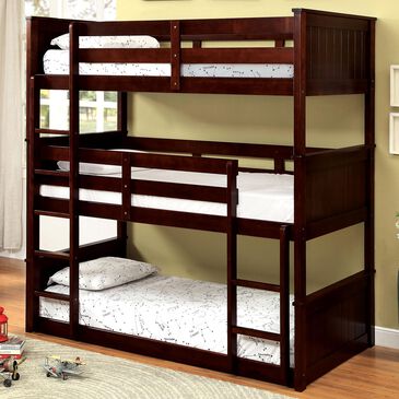Furniture of America Goodwin Triple Twin Bunk Bed in Dark Walnut, , large