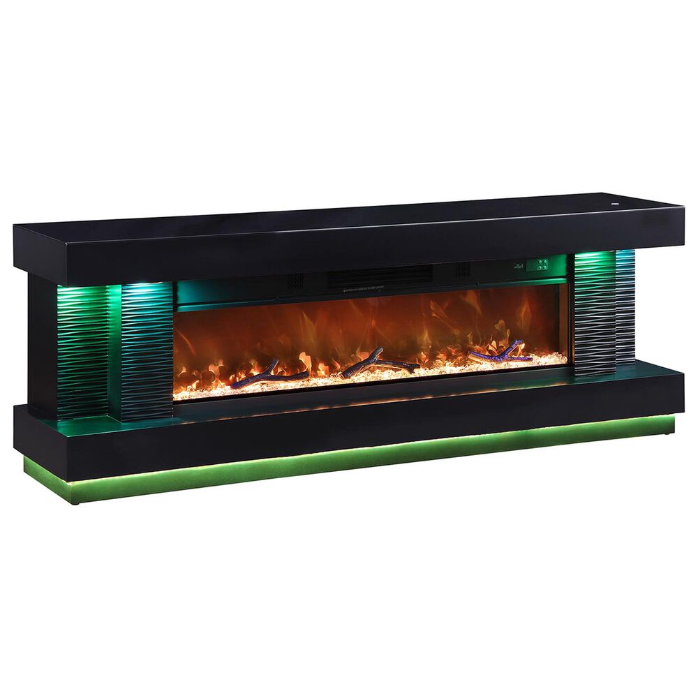 Furniture of America Perseux TV Stand with Electric Fireplace in Black, , large