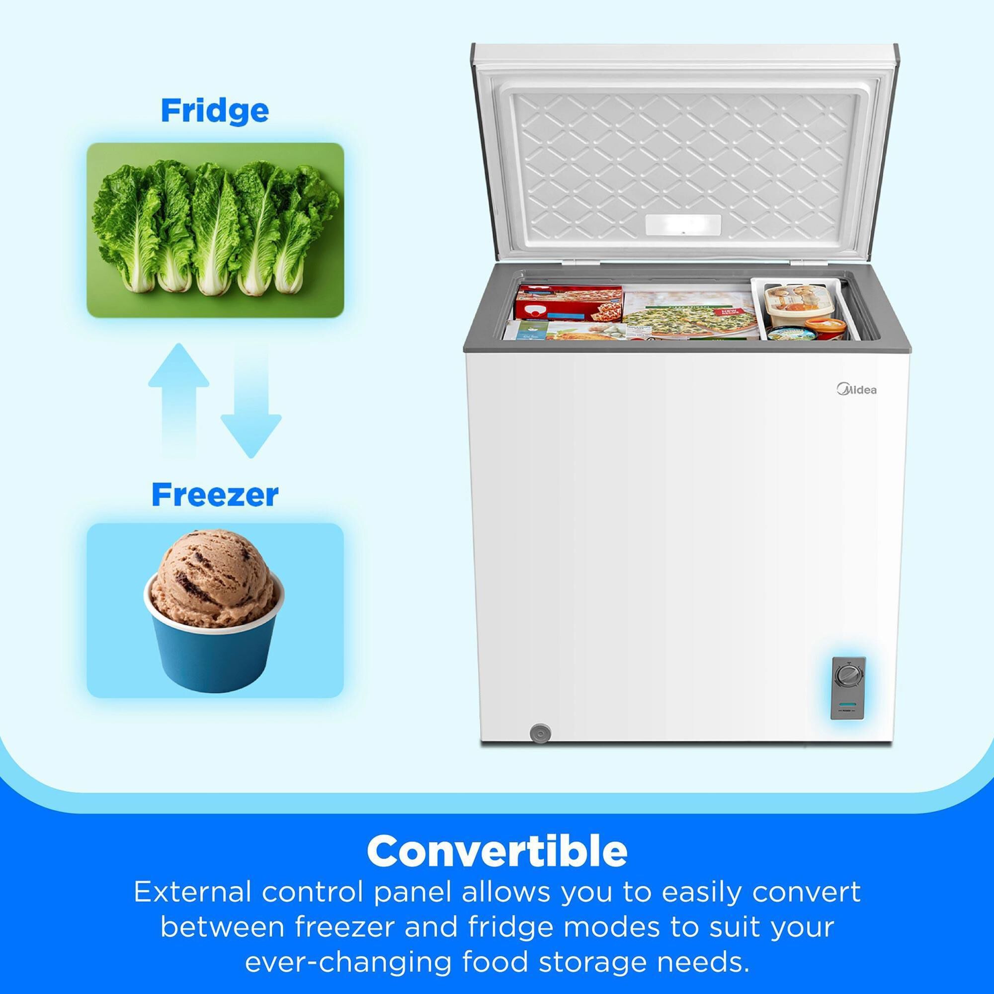 Midea 7 Cu. Ft. Garage-Ready Convertible Chest Freezer in White