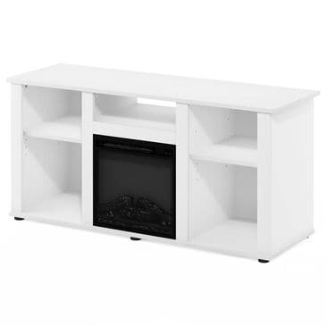 HOMLUX 47" Rectangular TV Stand with Electric Fireplace in White, , large