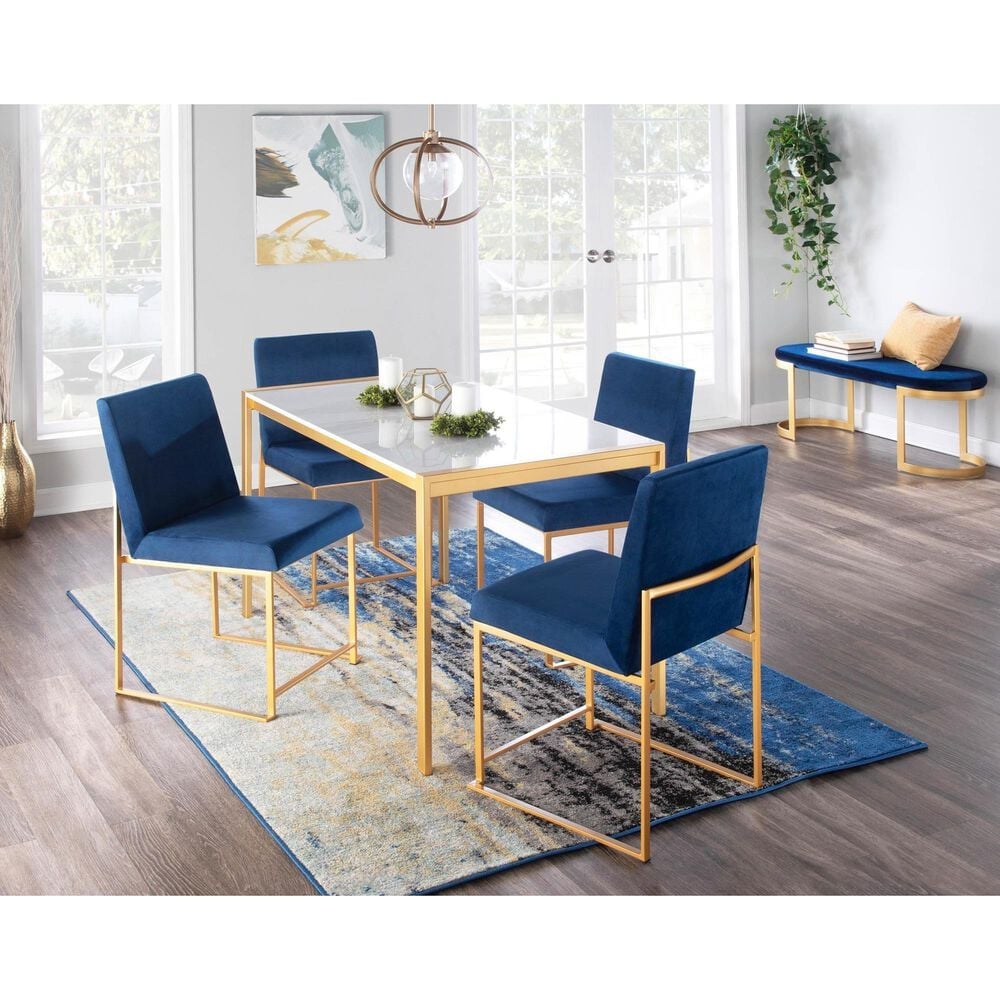Lumisource Fuji Side Chair with Blue Cushion in Gold &#40;Set of 2&#41;, , large