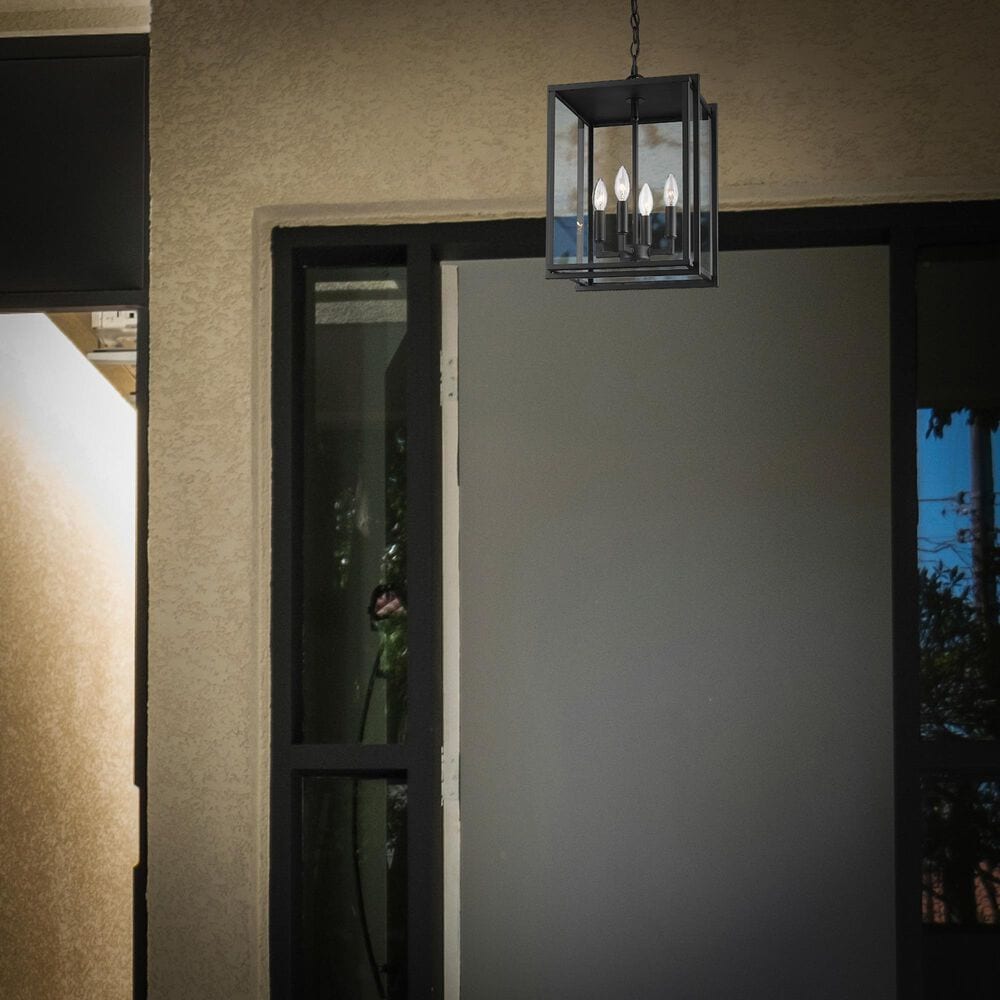 Golden Lighting Tribeca 4-Light Outdoor Pendant in Natural Black with Clear Glass, , large