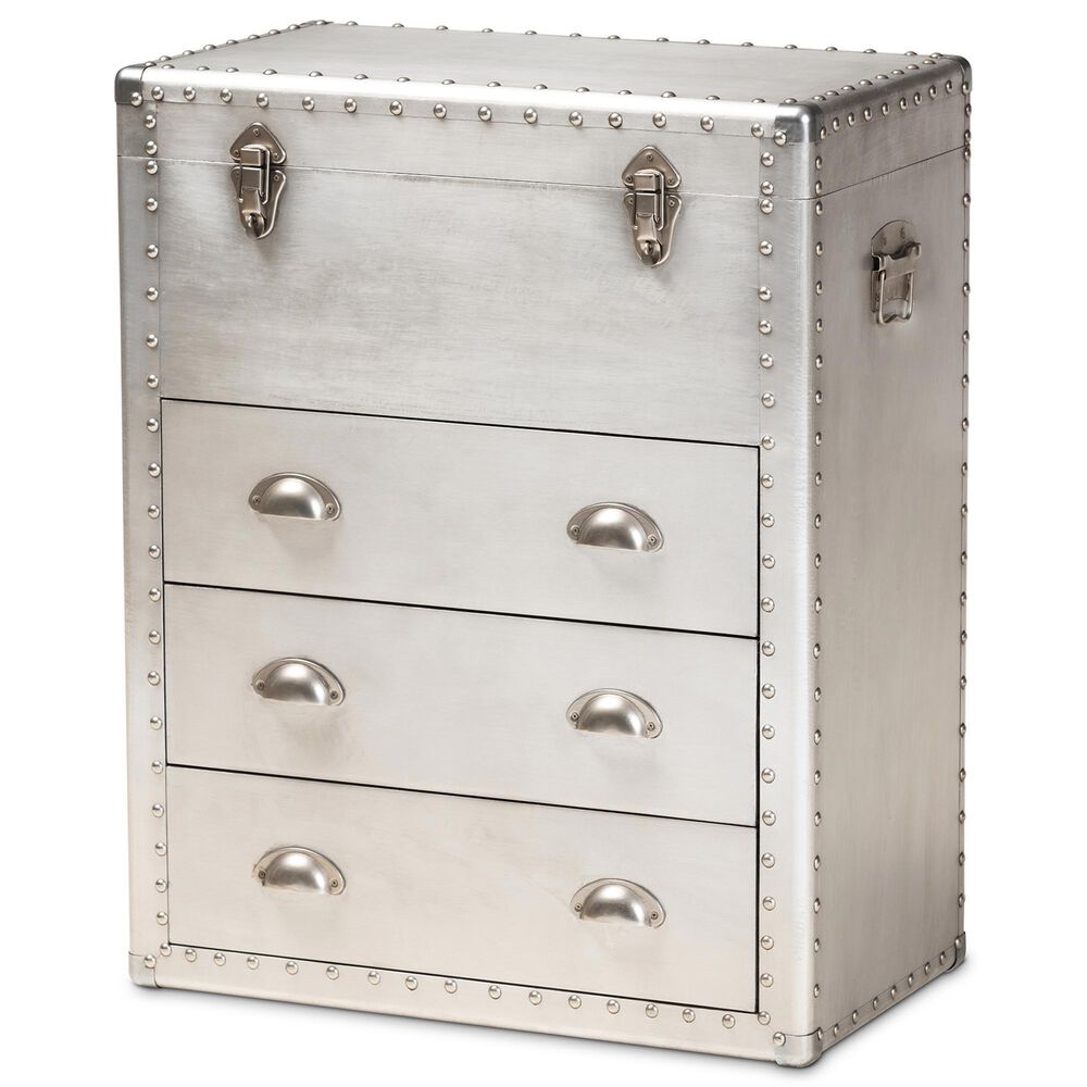 Baxton Studio Serge 3-Drawer Accent Storage Cabinet in Silver, , large